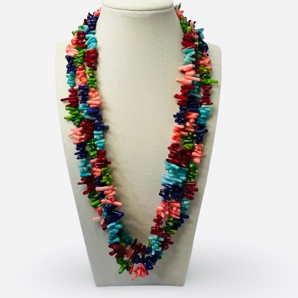 Multicolor Bamboo Coral Necklace - Picture 2 of 5